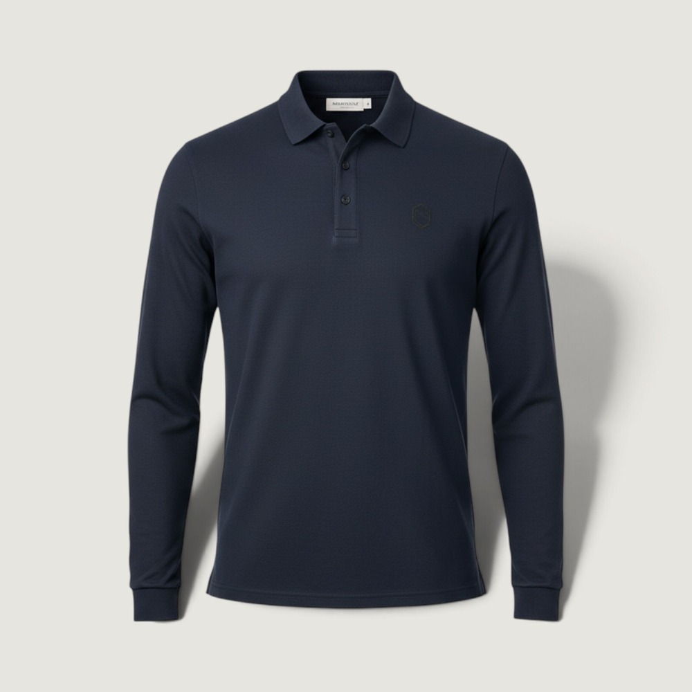 Samshield Polo Shirt Mens Large Blue Long Sleeve Cotton Riding Premium Line